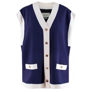 Gucci Ladies Blue Viscose Cady Vest, Brand Size 38 relax fit